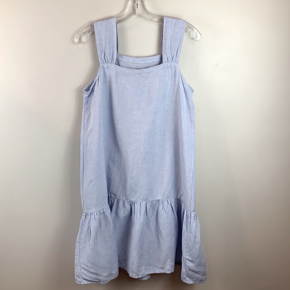 LOFT Linen Blend Chambray Square Neck Flounce Dress NEW! - Picture 6 of 8